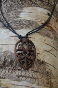 Load image into Gallery viewer, Holzkette Blatt Ornament Holz gemasert Sonoholz Baumwolle Unisex verstellbar - chic-net.de
