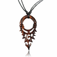 Load image into Gallery viewer, Holzkette Bogen Zackenmuster Holz gemasert Sonoholz Baumwolle Unisex verstellbar - chic-net.de
