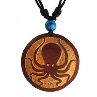 Load image into Gallery viewer, Holzkette golden Gravur Türkis Stein Sawoholz Baumwolle verstellbar unisex - chic-net.de
