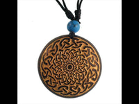 Load image into Gallery viewer, Holzkette golden Knotenblume Türkis Stein Sonoholz Baumwolle verstellbar unisex - chic-net.de
