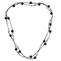 Load image into Gallery viewer, Holzkette Kette Sonoholz Baumwolle Perlen weiß Holzperlen braun 150 cm lang Holzschmuck Halskette - chic-net.de
