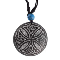 Load image into Gallery viewer, Holzkette silbern Gravur Türkis Stein Sonoholz Baumwolle verstellbar unisex - chic-net.de
