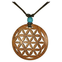 Load image into Gallery viewer, Holzkette Türkis verstellbar Baumwolle Anhänger filigran - chic-net.de
