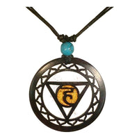 Load image into Gallery viewer, Holzkette Türkis verstellbar Baumwolle Anhänger filigran - chic-net.de
