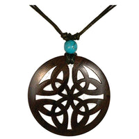 Load image into Gallery viewer, Holzkette Türkis verstellbar Baumwolle Anhänger filigran - chic-net.de
