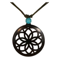 Load image into Gallery viewer, Holzkette Türkis verstellbar Baumwolle Anhänger filigran - chic-net.de
