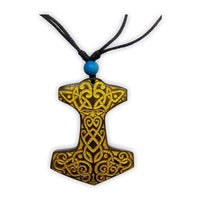 Load image into Gallery viewer, HolzketteTürkis verstellbar Baumwolle Kette Holz Spirale Thors Hammer Anker - chic-net.de
