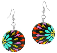 Load image into Gallery viewer, Holzohrringe Blumen bunt Ohrringe Holz Edelstahl Ohrhänger Damen Organic Schmuck Scheibe - chic-net.de
