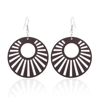 Load image into Gallery viewer, Holzohrringe bunt 5 cm rund Kreis Strahlen Ohrringe Holz Ohrhänger Organic Damen - chic-net.de
