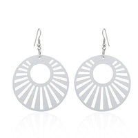 Load image into Gallery viewer, Holzohrringe bunt 5 cm rund Kreis Strahlen Ohrringe Holz Ohrhänger Organic Damen - chic-net.de
