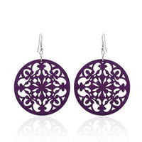 Load image into Gallery viewer, Holzohrringe bunt 50 mm rund Blumen Stanzmuster Ohrringe Holz Ohrhänger Organic - chic-net.de
