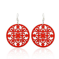 Load image into Gallery viewer, Holzohrringe bunt 50 mm rund Blumen Stanzmuster Ohrringe Holz Ohrhänger Organic - chic-net.de
