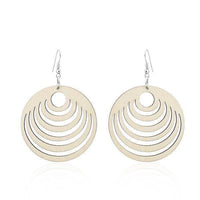 Load image into Gallery viewer, Holzohrringe bunt 50 mm rund Halbkreise Damen Ohrringe Holz Ohrhänger Organic - chic-net.de
