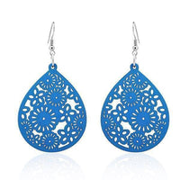 Cargar imagen en el visor de la galería, Holzohrringe bunt Blumen filigran 50 mm Tropfen Damen Ohrringe Holz Ohrhänger Organic - chic-net.de
