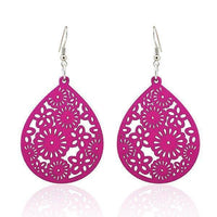 Cargar imagen en el visor de la galería, Holzohrringe bunt Blumen filigran 50 mm Tropfen Damen Ohrringe Holz Ohrhänger Organic - chic-net.de
