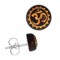 Load image into Gallery viewer, Holzohrstecker Edelstahl Sonoholz rund 8mm gold Motive - chic-net.de
