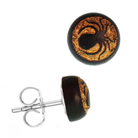 Load image into Gallery viewer, Holzohrstecker Edelstahl Sonoholz rund 8mm gold Motive - chic-net.de
