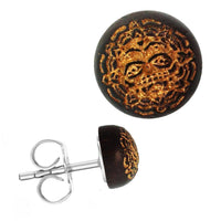 Load image into Gallery viewer, Holzohrstecker Edelstahl Sonoholz rund 8mm gold Motive - chic-net.de
