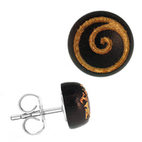 Load image into Gallery viewer, Holzohrstecker Edelstahl Sonoholz rund 8mm gold Motive - chic-net.de
