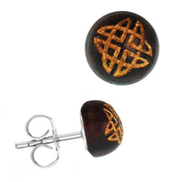 Load image into Gallery viewer, Holzohrstecker Edelstahl Sonoholz rund 8mm gold Motive - chic-net.de
