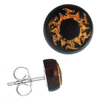 Load image into Gallery viewer, Holzohrstecker Edelstahl Sonoholz rund 8mm gold Motive - chic-net.de

