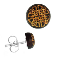 Load image into Gallery viewer, Holzohrstecker Edelstahl Sonoholz rund 8mm gold Motive - chic-net.de
