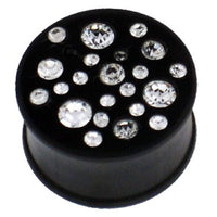 Load image into Gallery viewer, Holzplug Eisenholz schwarz verschieden große Kristalle handgeschnitzt Tribal Plug Tunnel Expander - chic-net.de
