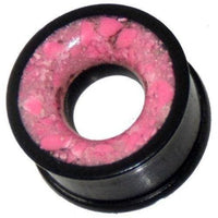 Load image into Gallery viewer, Holztunnel Eisenholz Achat pink schwarz Achatinlay Naturmuster handgeschnitzt Tribal Holz Tunnel Plug - chic-net.de
