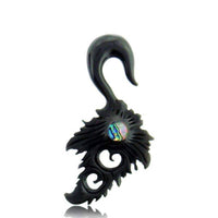 Load image into Gallery viewer, Hook Buffalo Horn Piercing Expander Paua Abalone Muschel Inlay filigran Handarbeit - chic-net.de
