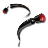 Load image into Gallery viewer, Horn Fake Piercing Koralle Inlay gebogen Spike schwarz Edelstahl Ohrstecker 1 mm Tribal Organic - chic-net.de
