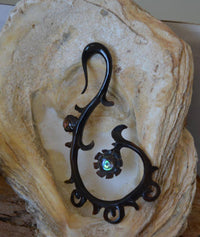Cargar imagen en el visor de la galería, Horn Piercing Dehnschnecke Abalone Inlay Blume Spirale - chic-net.de
