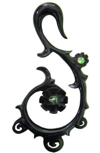 Cargar imagen en el visor de la galería, Horn Piercing Dehnschnecke Abalone Inlay Blume Spirale - chic-net.de
