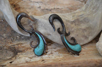 Cargar imagen en el visor de la galería, Horn Piercing Dehnschnecke Türkis Inlay Träne Mini Hook - chic-net.de
