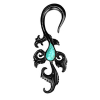 Load image into Gallery viewer, Horn Piercing Dehnspirale Türkis Inlay Feder Pfau - chic-net.de
