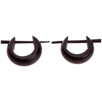 Load image into Gallery viewer, Horn Pin-Ohrringe 14 mm rund glatt schwarz Creolen Holz Pin handgeschnitzt - chic-net.de
