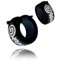 Load image into Gallery viewer, Horn Pin-Ohrringe Spiral Muster weiß schwarz Bone Inlay Pin-Creolen Horn Pin 14 mm - chic-net.de
