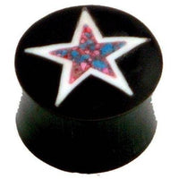 Load image into Gallery viewer, Horn Plug in schwarz bunter Stern, handgeschnitzt Tribal Buffalo Tunnel Ohrstecker - chic-net.de
