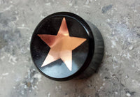 Load image into Gallery viewer, Horn Plug Stern Inlay metallic rosegold schwarz Expander Handarbeit Flesh Tunnel - chic-net.de
