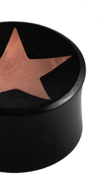 Load image into Gallery viewer, Horn Plug Stern Inlay metallic rosegold schwarz Expander Handarbeit Flesh Tunnel - chic-net.de
