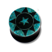 Cargar imagen en el visor de la galería, Horn Plug Stern schwarz türkis Flesh Tunnel Hornplug Organic Expander Tribal Plugs Ohrring Piercing - chic-net.de
