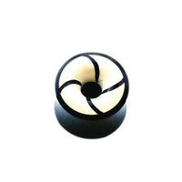 Load image into Gallery viewer, Horn Tunnel schwarz weiß Strudelmuster Horntunnel handgeschnitzt Büffelhorn Tribal Buffalo Organic Expander - chic-net.de
