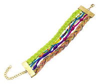 Load image into Gallery viewer, Ibiza Messing Armband mehrlagig golden grün Perlen nickelfrei antik Tribal 17,8 cm Karabiner - chic-net.de
