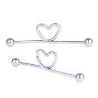 Cargar imagen en el visor de la galería, Industrial Piercing Edelstahl, titan beschichtet silbern, Herz, kugel verschluss - chic-net.de
