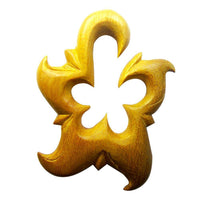 Load image into Gallery viewer, Jackfrucht Holz hell Lobe Piercing Blüte Hook 10mm - chic-net.de
