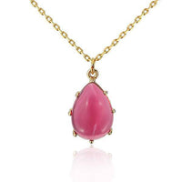 Load image into Gallery viewer, Kette 18 karat vergoldet magenta Tropfen Glaskristall nickelfrei Karabiner - chic-net.de
