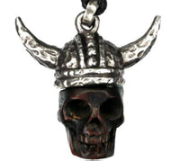 Load image into Gallery viewer, Kette Brass Baumwolle Holz Skull dunkel Anhänger Viking Wikinger Helm verstellbar - chic-net.de
