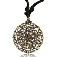 Load image into Gallery viewer, Kette Brass Baumwolle schwarz Anhänger Muster antik golden - chic-net.de
