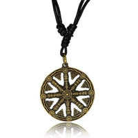 Load image into Gallery viewer, Kette Brass Baumwolle schwarz Anhänger Muster antik golden - chic-net.de
