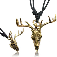 Load image into Gallery viewer, Kette Brass Baumwolle schwarz Anhänger Skull Schädel antik golden - chic-net.de
