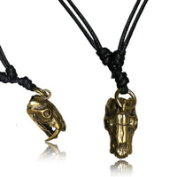 Load image into Gallery viewer, Kette Brass Baumwolle schwarz Anhänger Skull Schädel antik golden - chic-net.de
